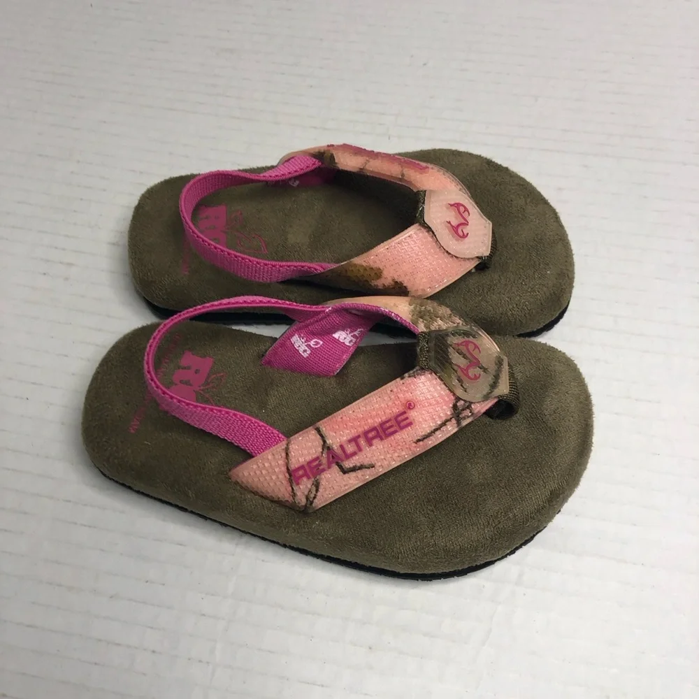 Real Tree Sandals Girls Size 8 Lil Range Pink Brown Memory Foam